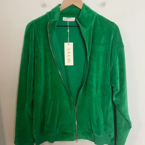 Suzie Kondi NWT - Unisex Zip Jacket Velour Jelly Bean Green Track Full Zip
