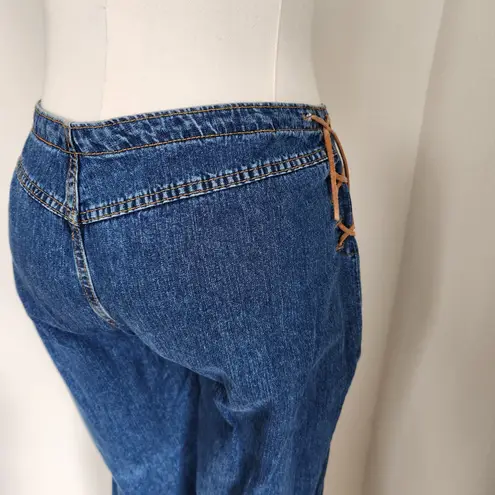 Vintage Y2K Jordache Mid Rise Flare Jeans Leather Lace