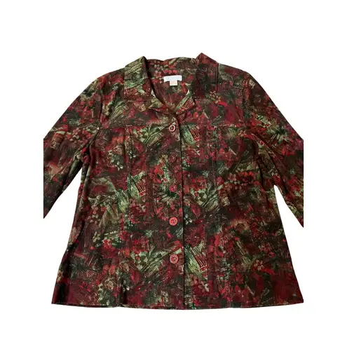 Christopher & Banks Corduroy Jacket Women’s M 100% Cotton Red Green Used