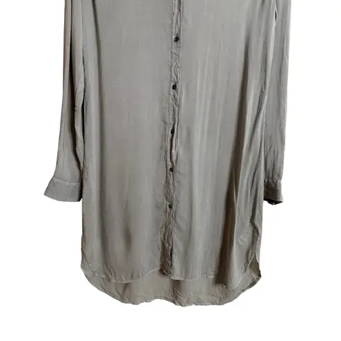 James Perse Collarless Tunic-Style Button Down Sheer Dress Womans Small