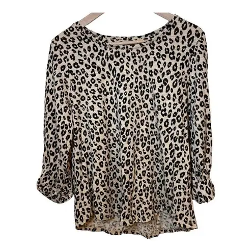 Chico's  Animal Print Leopard Blouse Roll Tab Medium Chico 1