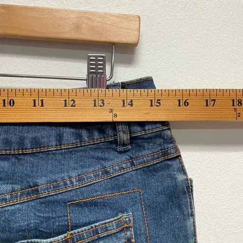 Style 7 Y2k Vintage Denim Mini Skirt Distressed Pockets Blue Women's L Feminine Size L