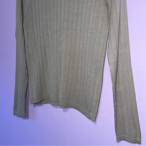 Silx Silk Knit Ribbed Sweater Women M Normcore Neutral Minimalist Contemporary Tan Size M