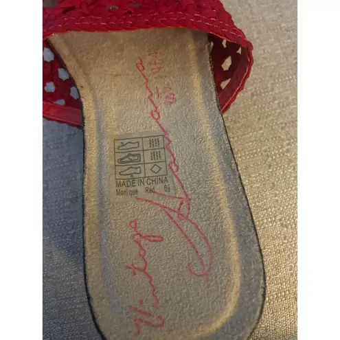 Vintage Havana with Red crochet uppers, slide on, S84 Size 6.5