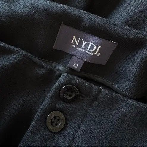 NYDJ Frisco Wide Leg Crop Pants in Black Pleated Size 12