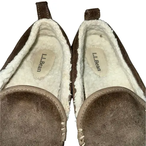 L.L. Bean Mountain Moccasin Slippers Dark Cement Women's Size 8 GUC Brown
