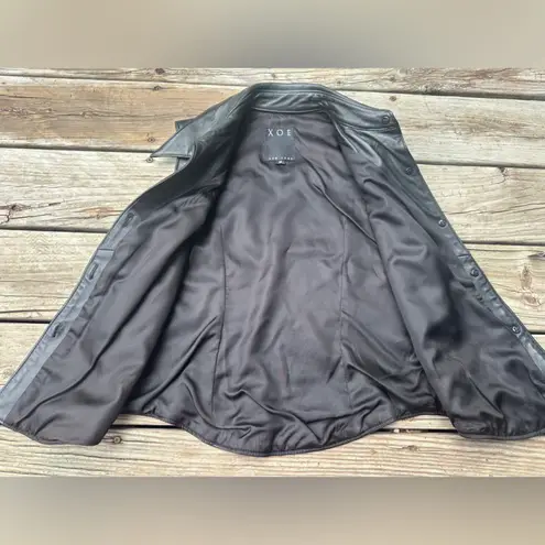 Vintage XOE New York Femme Black Leather Button Vest, Size 10