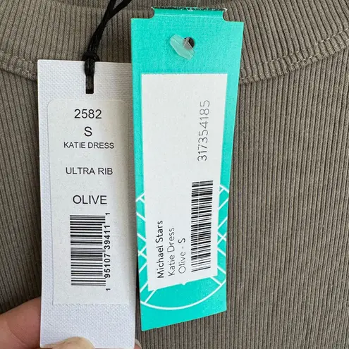 Michael Stars NWT Olive Green Ultra Rib Katie Bodycon Dress Womens S Date Night