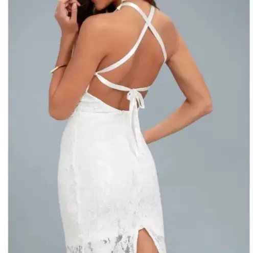 Lulus  Wishful Wanderings White Lace Sleeveless Bodycon Mini Dress Size S