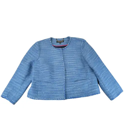 J.Crew  Blue Sequin Tweed Louisa Lady Jacket Mini Sheath Dress Set 22 BP602 BR725