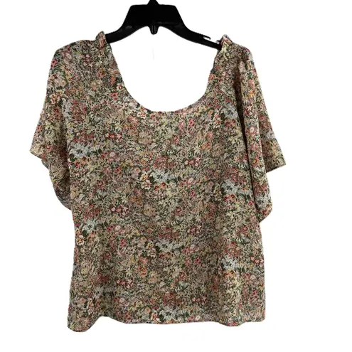 Lucy Paris Cream Pink Floral Sheer Tie Front Blouse Womens X Small New