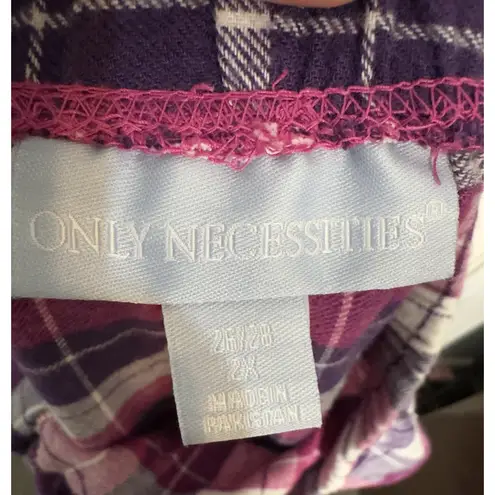 Only Necessities Pink/Purple Plaid Pajama Pants, 100% Cotton, 2X Pink
