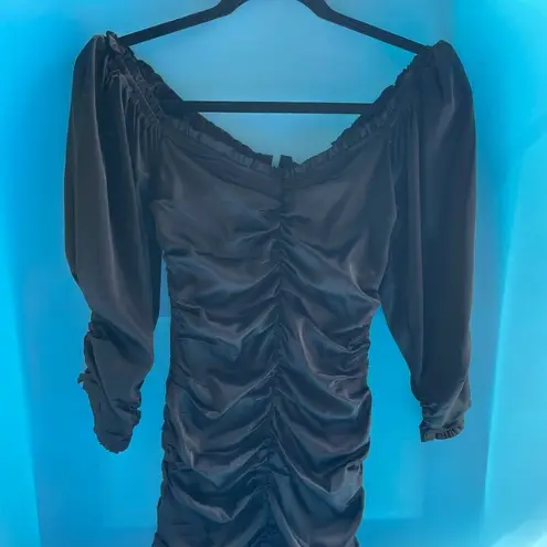 DO+BE NWT  Black Long Sleeve Pullover Ruched Off The Shoulder Dress Size S