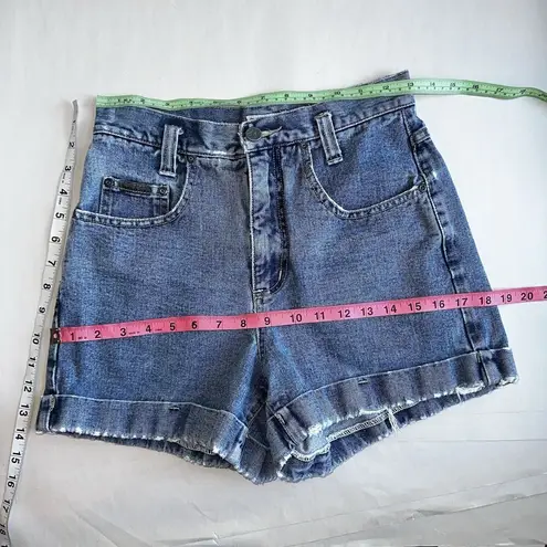 NY Jeans 90s Vintage High Waist Rolled Hem Cotton Distressed Denim Shorts Sz 4