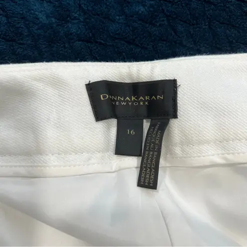 Donna Karan New York White Linen Blend High Rise Wide Leg Trouser NWT Size 16