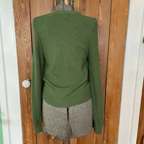 Lilla P Rib Sleeve Cashmere Blend Crewneck Sweater in Wintergreen