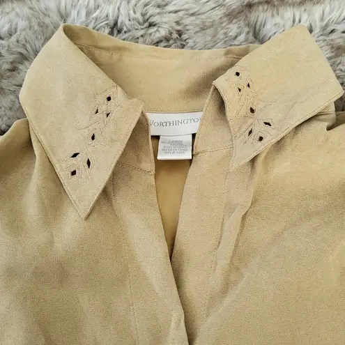 Worthington  Button Down Eyelet Top Mustard Size Large