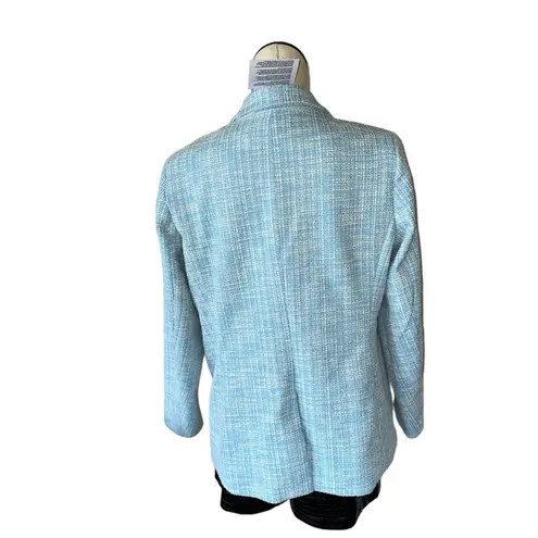 Anne Klein NWT  TWEED ONE BUTTON BLAZER BLUE LARGE