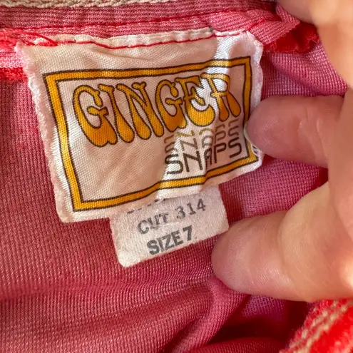 Vintage 70’s 80’s Ginger Snaps Coral Red White Terrycloth Dolphin Hem Midi Dress