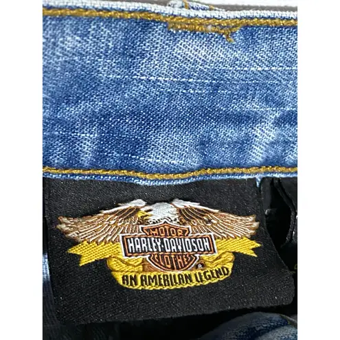Harley Davidson Rivet Side Snap Buttons Jeans Womens 12 /31 Baddie Motorcycle Blue