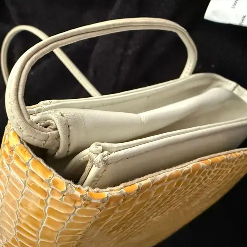 Vintage Faux Snakeskin Crossbody Purse Yellow