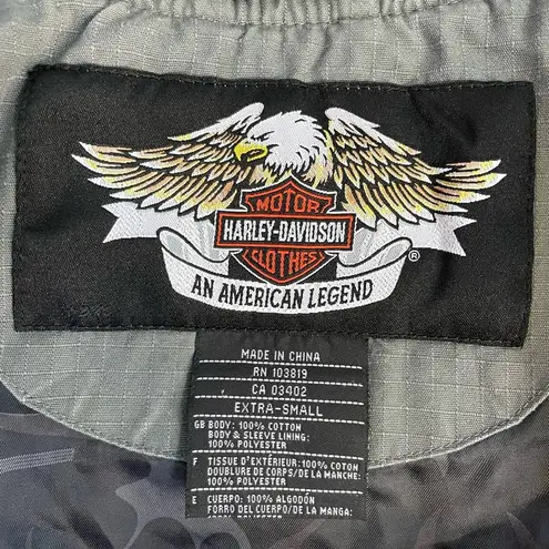 Vintage Harley Davidson Motorcycle Embroidered Rose Bomber Jacket