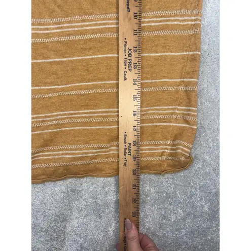 Garnet Hill Womens Small Boxy Linen Boatneck Sweater Musterd Yellow Stripe