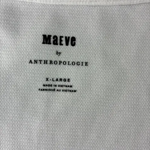 Maeve NWT Anthropologie XL White Blouse Ruched Balloon Sleeve Square Neck Top