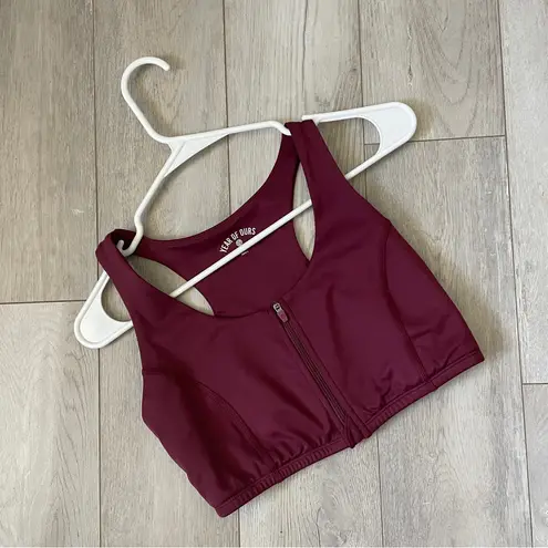 Year of Ours Sports Bra night track zip womens Burgundy (small) Red