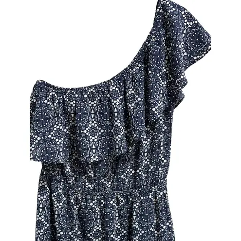 Allison Joy Evereve One Shoulder Ruffle Romantic Dress Size M Boho Midi Flounce