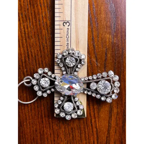 Rhinestone Cross Pendant Statement Religious Charm‎ Silver Tone