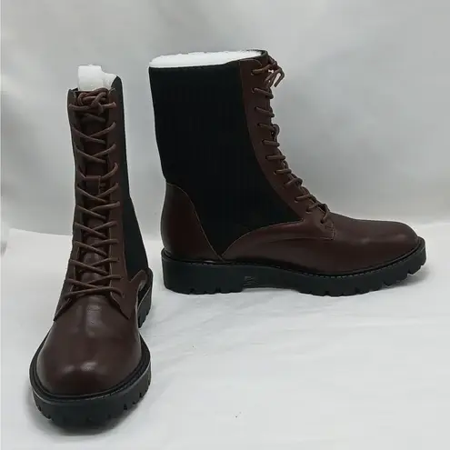 Charles David Remy Combat Boots Womens 7 Brown Moto Lug Sole Low Platform Biker