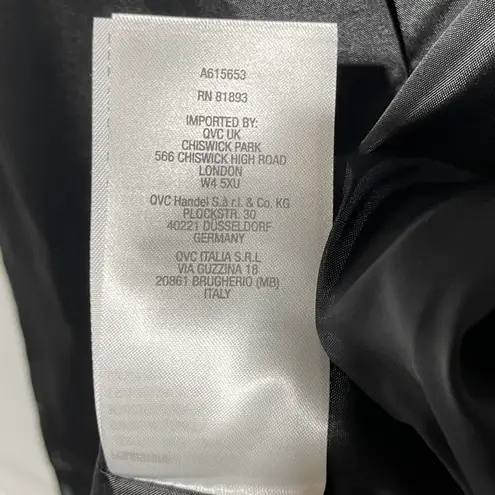 Dennis Basso New Patent Faux Leather Trim Ponte Topper Jacket Black Size Medium