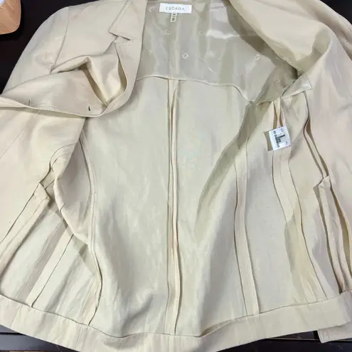 Vintage Escada Silk Linen Blazer Y2K Neutral Designer Cream Butter Yellow Blazer Size M