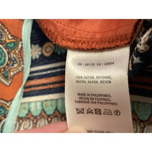 Elevenses Anthropologie Wide Leg Pants Size 12 Boho Flowy Orange Blue Casual