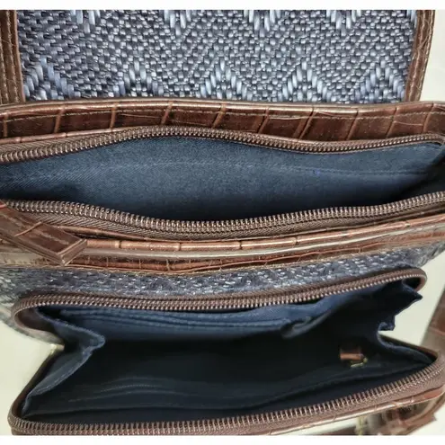 Coldwater Creek Womens Crossbody Bag One Size Blue Woven Straw Leather Purse