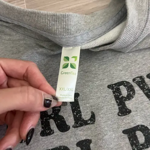 Girl Power Cotton Blend Cozy Crewneck Sweater for Women Size XXL Gray