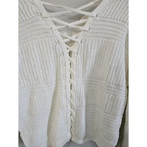 Full Circle Trends Lace Up Back Sweater Women Sz Med