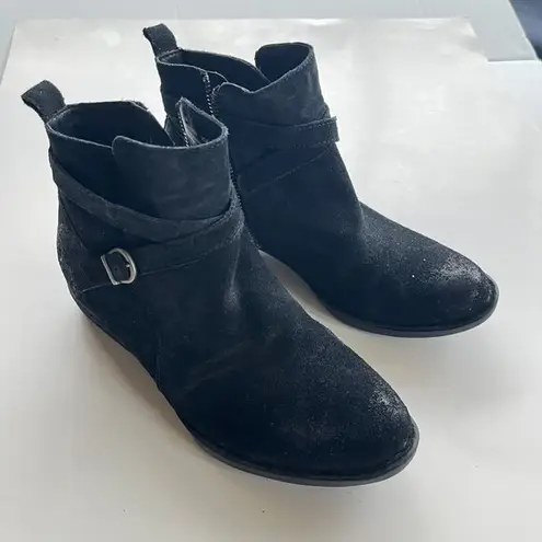 Born Chaval Flat‎ Casual Ankle BOOTS 865 Black Leather Womens Size 7M Buckle