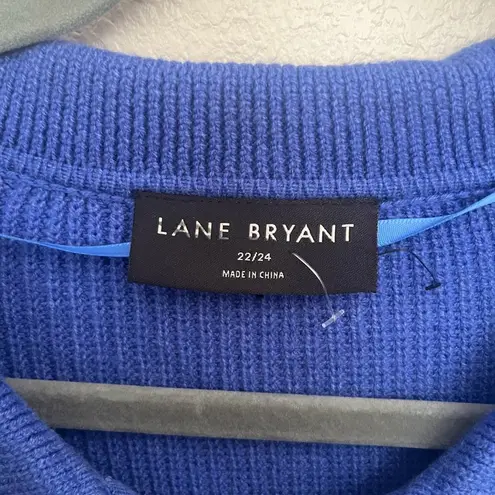 Lane Bryant NWOT  Size 22 / 24 Classic Half-Zip Ribbed Pullover Sweater Blue