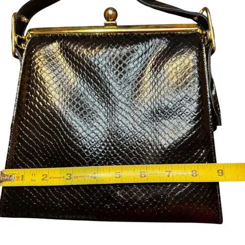 Vintage Town & Country Purse Womens Faux Snakeskin Structured Top Handle 60s Han