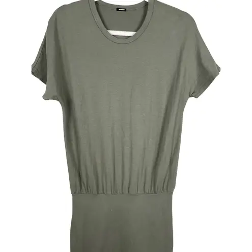 Revolve Monrow Olive Green Short Sleeve Stretchy Shirred Mini Dress Size XS
