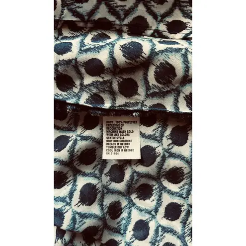 New Directions M Women's Giraffe Print Top Shabby Chic Sheer Coquette Artsy Blue Size M