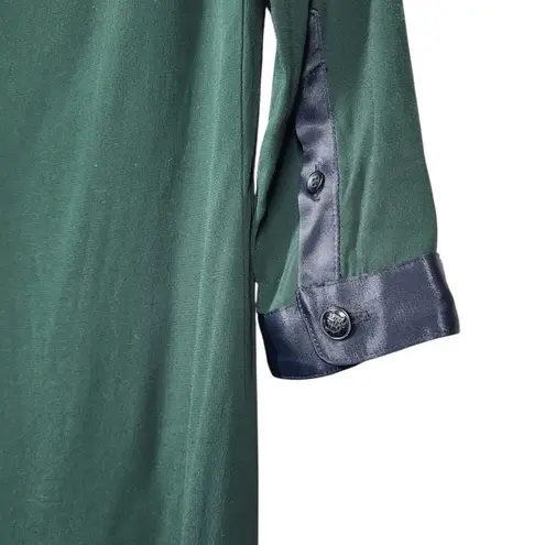 The Kooples NWT Peekaboo Nape Light Crepe Satin Mini Shirt Dress in Green/Black