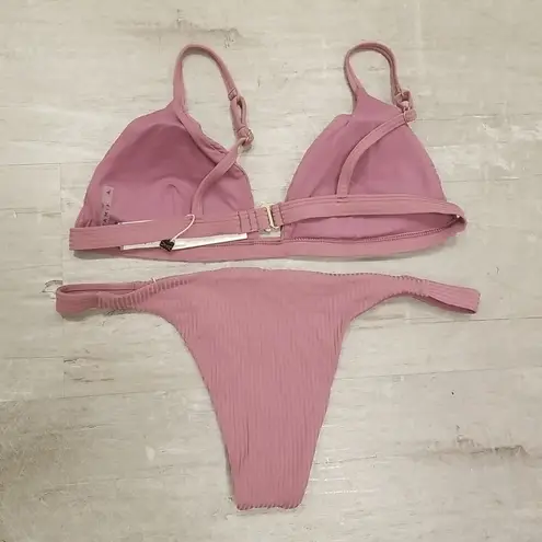 Vitamin A ππ Rose Rib Bikini Set Moss Top + Carmen Bottom 12 D XL NWT