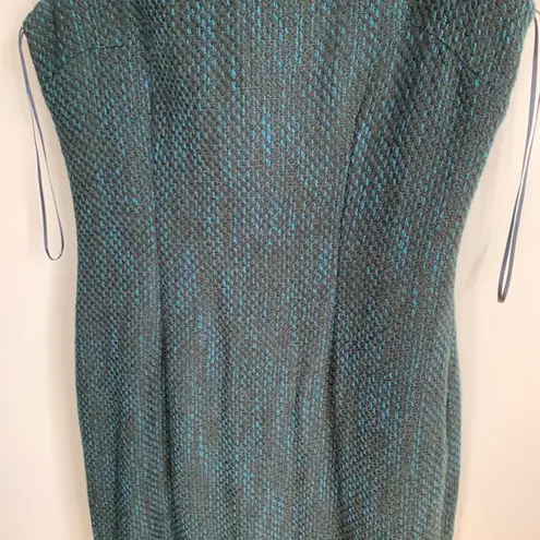 Banana Republic Green Tweed V Neck Sheath Dress