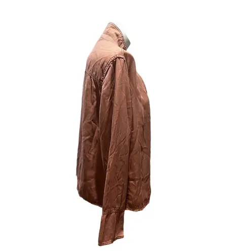 C&C California Women's Pink Chambray Button-Up Top XL Long Sleeve Collared