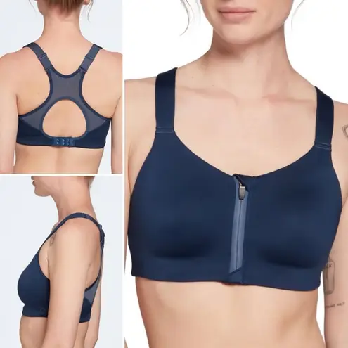 CALIA Go All Out Zip Front Sports Bra in Ardosia Slate Maximum Support Size 36D Blue