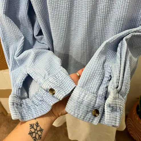 L.L.Bean  Light Blue Chunky Cotton Corduroy Button Down Oversized Shirt Large