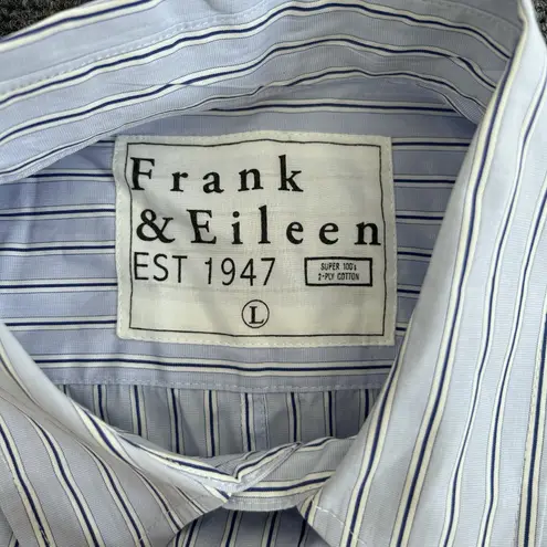 Frank & Eileen Women's Super 100s 2 Ply Cotton Striped Shirt Sz Large READ